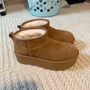 UGG Brown Suede Platform Winter Boots